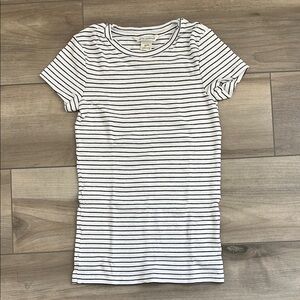 Club Monaco Black and White Striped Short Sleeve Tee